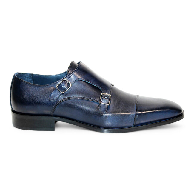 Firmani "Percy" Navy Shoes Double Monk Strap