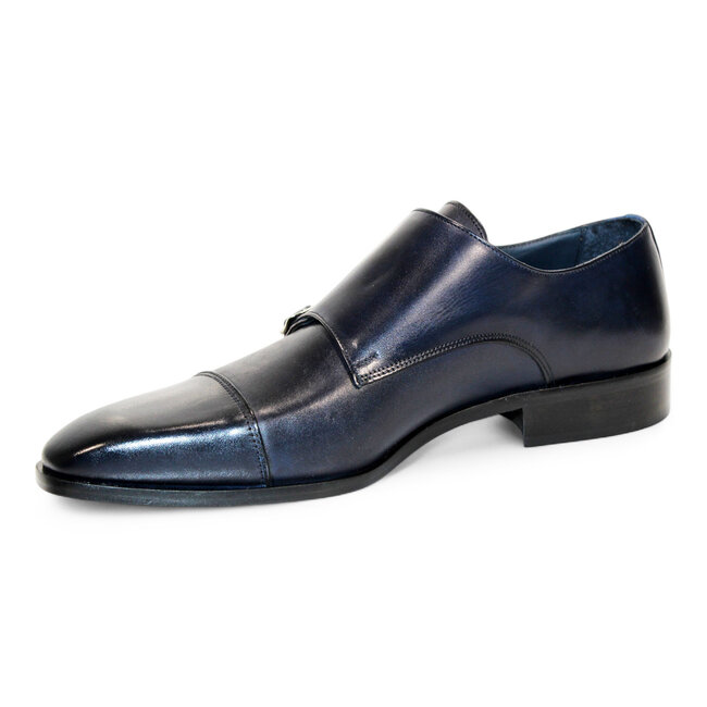 Firmani "Percy" Navy Shoes Double Monk Strap
