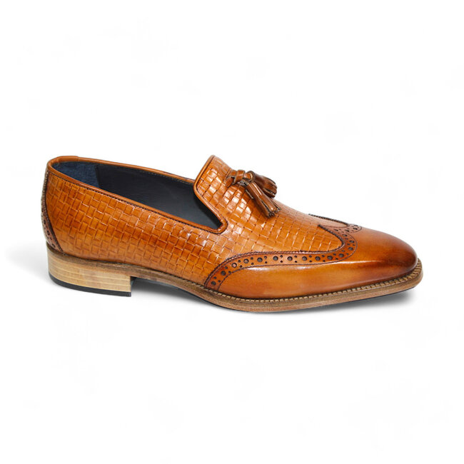 Duca Duca Cosenza Men's Shoes Gold/Off White Calf-Skin Leather Loafer