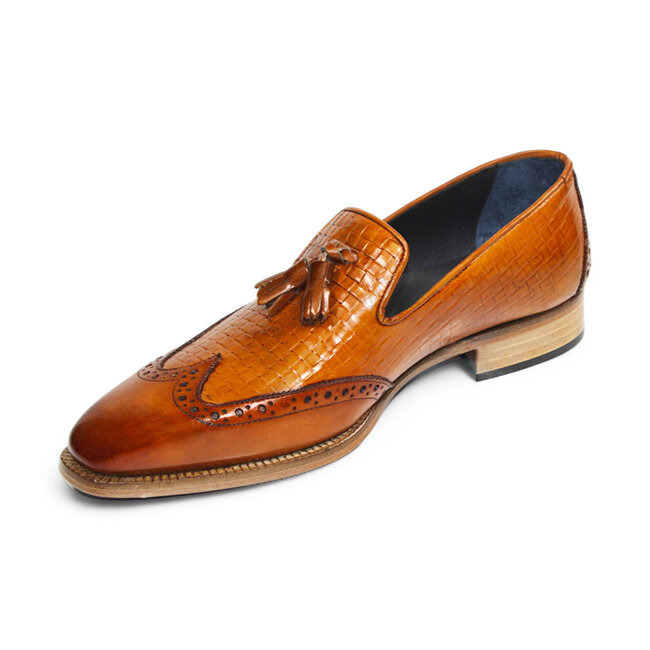 Duca Duca Cosenza Men's Shoes Gold/Off White Calf-Skin Leather Loafer