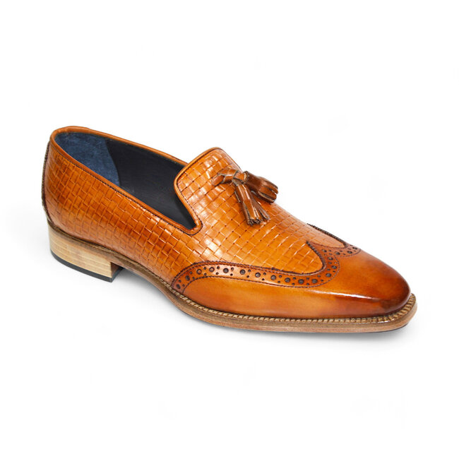 Duca Duca Cosenza Men's Shoes Gold/Off White Calf-Skin Leather Loafer