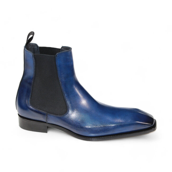 Duca Empoli Men's Shoes Blue Calf-Skin Leather Boots