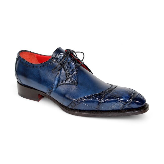 Fennix 'Jax' Blue Alligator Calfskin Derby Oxfords, for Men