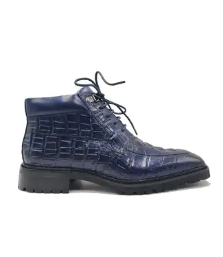 Carrucci CARRUCCI "EMBOSSED" ALLIGATOR BROGUE BOOT NAVY