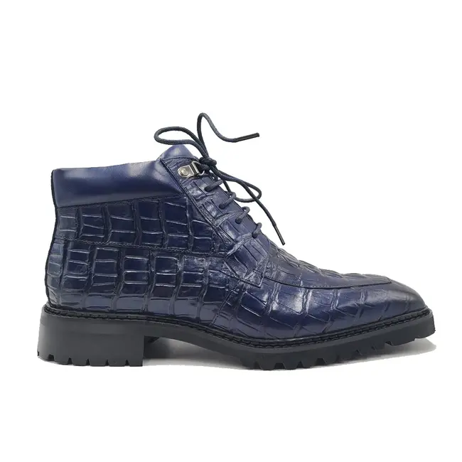 CARRUCCI "EMBOSSED" ALLIGATOR BROGUE BOOT NAVY