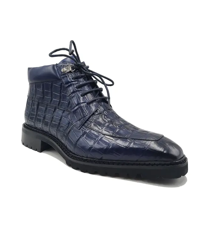 Carrucci CARRUCCI "EMBOSSED" ALLIGATOR BROGUE BOOT NAVY