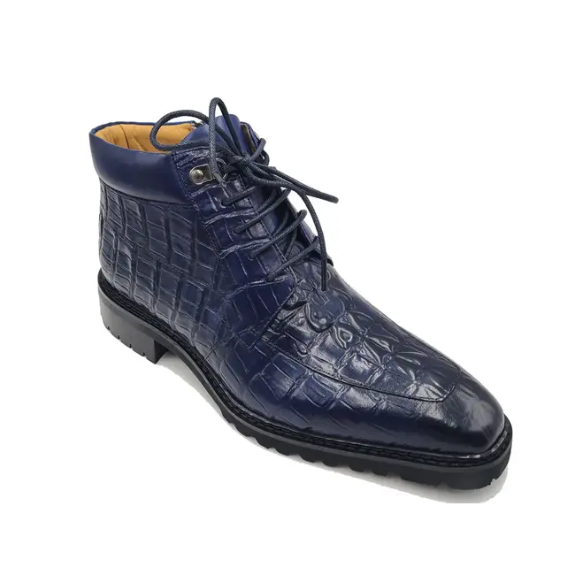 CARRUCCI "EMBOSSED" ALLIGATOR BROGUE BOOT NAVY