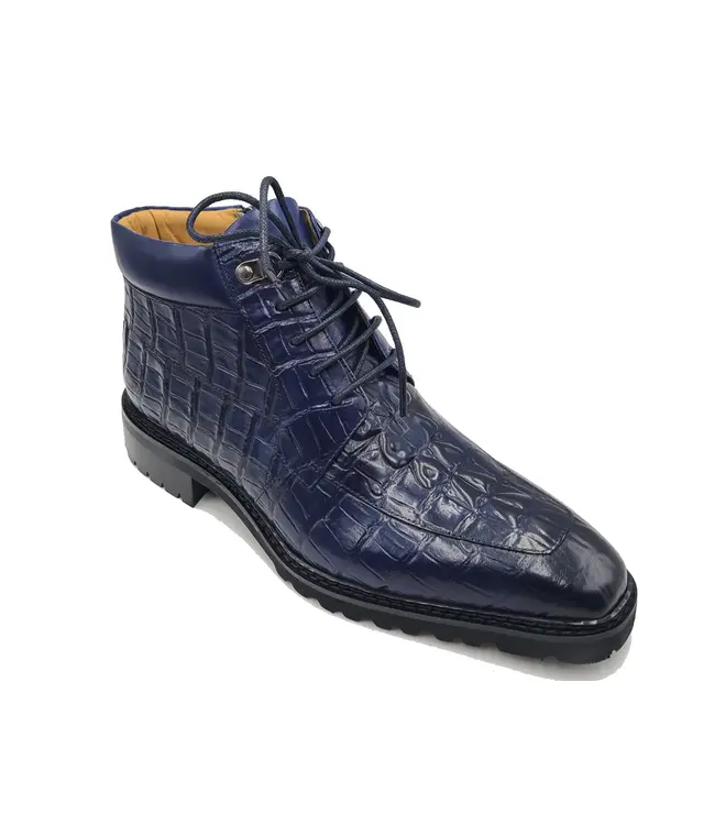 Carrucci CARRUCCI "EMBOSSED" ALLIGATOR BROGUE BOOT NAVY