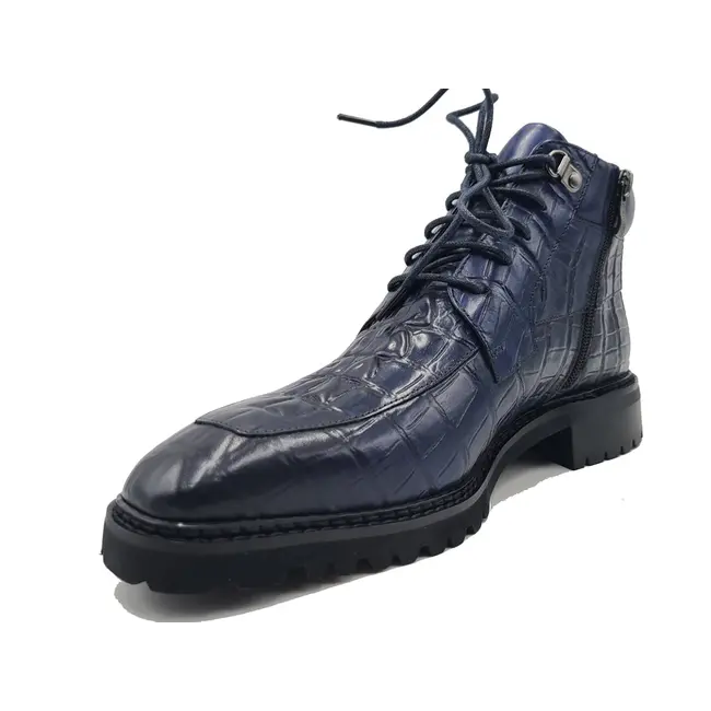 Carrucci CARRUCCI "EMBOSSED" ALLIGATOR BROGUE BOOT NAVY