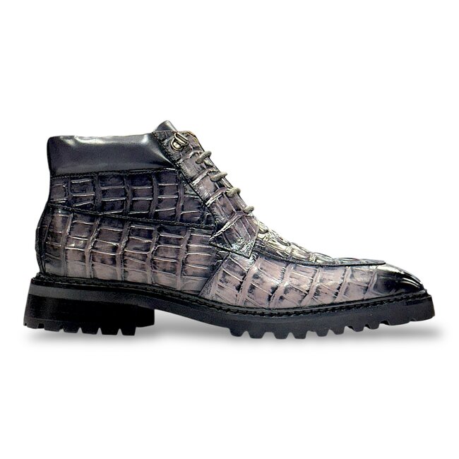 CARRUCCI EMBOSSED ALLIGATOR BROGUE BOOT GRAY 'KB516-50’