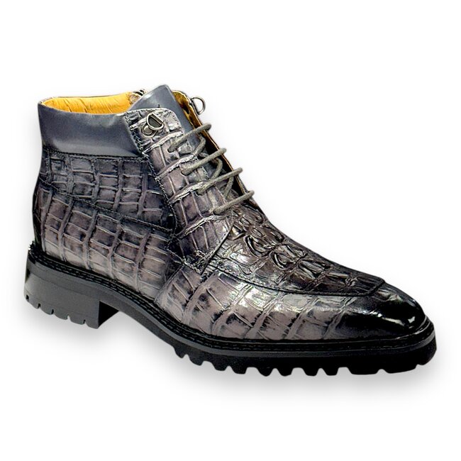 CARRUCCI EMBOSSED ALLIGATOR BROGUE BOOT GRAY 'KB516-50’