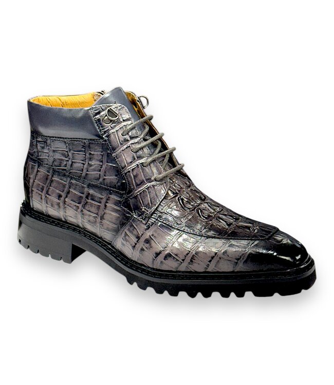 Carrucci CARRUCCI EMBOSSED ALLIGATOR BROGUE BOOT GRAY 'KB516-50’