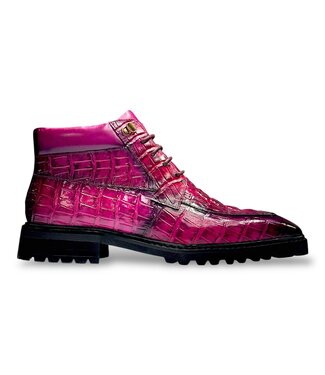 Carrucci CARRUCCI EMBOSSED ALLIGATOR BROGUE BOOT RASPBERRY  'KB516-50’