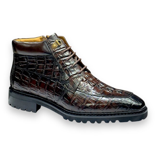 'KB516-50’ CARRUCCI EMBOSSED ALLIGATOR BROGUE BOOT BROWN