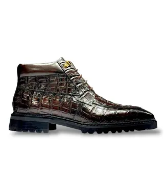 Carrucci 'KB516-50’ CARRUCCI EMBOSSED ALLIGATOR BROGUE BOOT BROWN