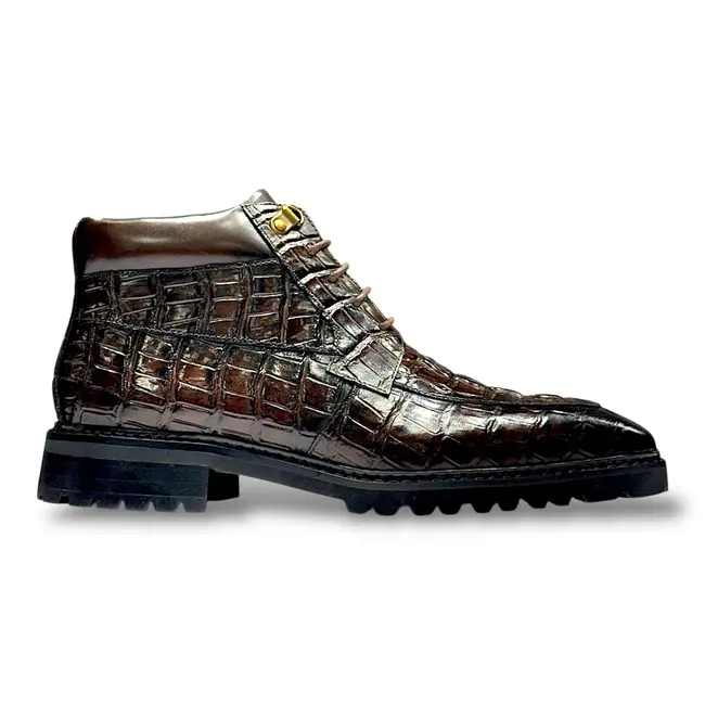 'KB516-50’ CARRUCCI EMBOSSED ALLIGATOR BROGUE BOOT BROWN
