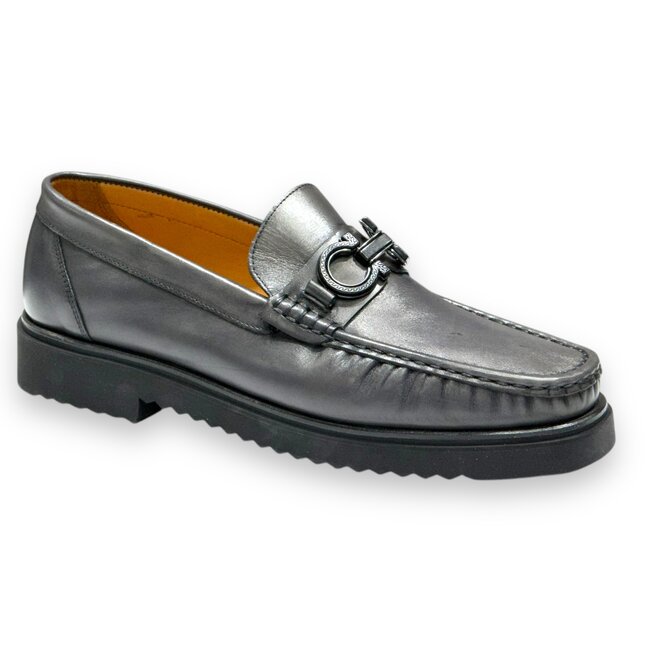 Men's Loafers With Bit Buckle, Light Thick Lug Sole Calf-Skin Leather ’KM-6431'
