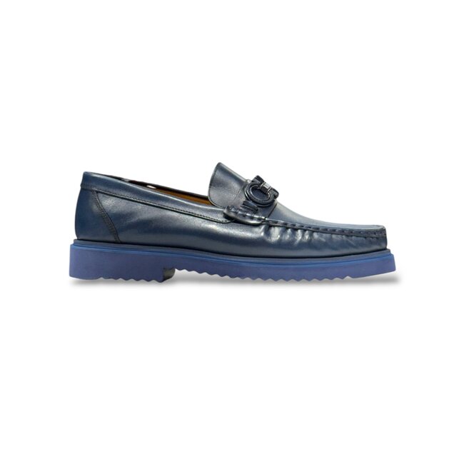 Men's Loafers With Bit Buckle, Light Thick Lug Sole Calf-Skin Leather ’KM-6431'