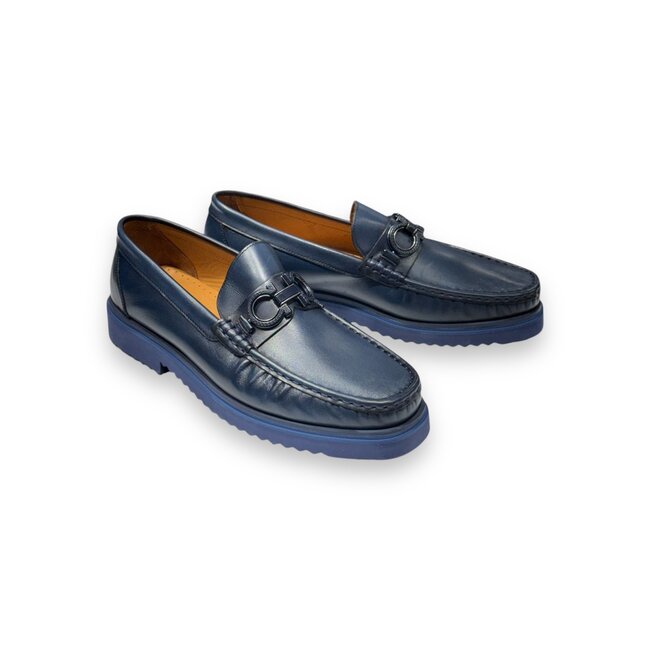 Men's Loafers With Bit Buckle, Light Thick Lug Sole Calf-Skin Leather ’KM-6431'