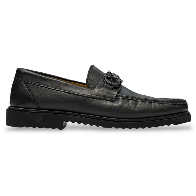 Men's Loafers With Bit Buckle, Light Thick Lug Sole Calf-Skin Leather ’KM-6431'