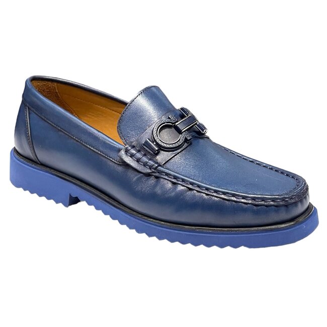 Men's Loafers With Bit Buckle, Light Thick Lug Sole Calf-Skin Leather ’KM-6431'