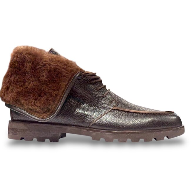 Men's Shearling-Deerskin Lace-Up Boots With