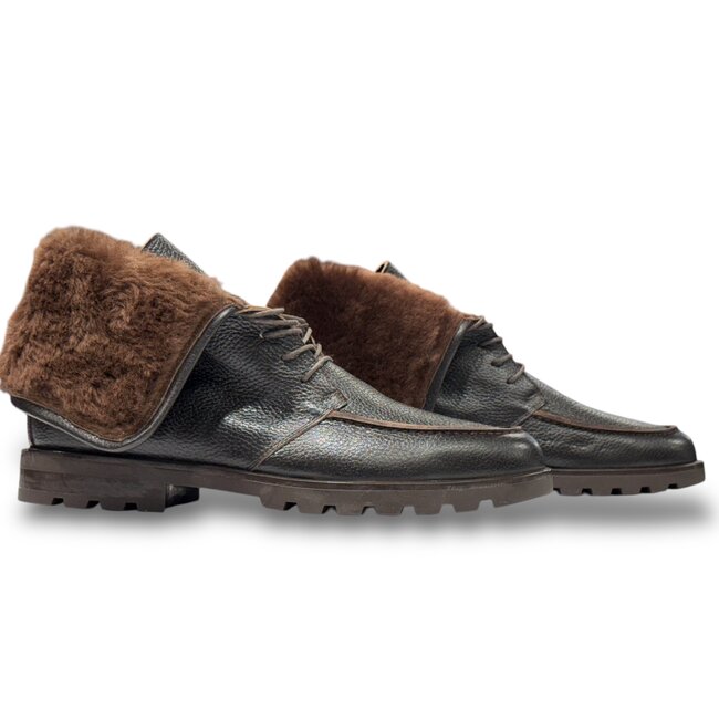 Men's Shearling-Deerskin Lace-Up Boots With