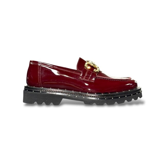 Men's patent leather loafers lug sole