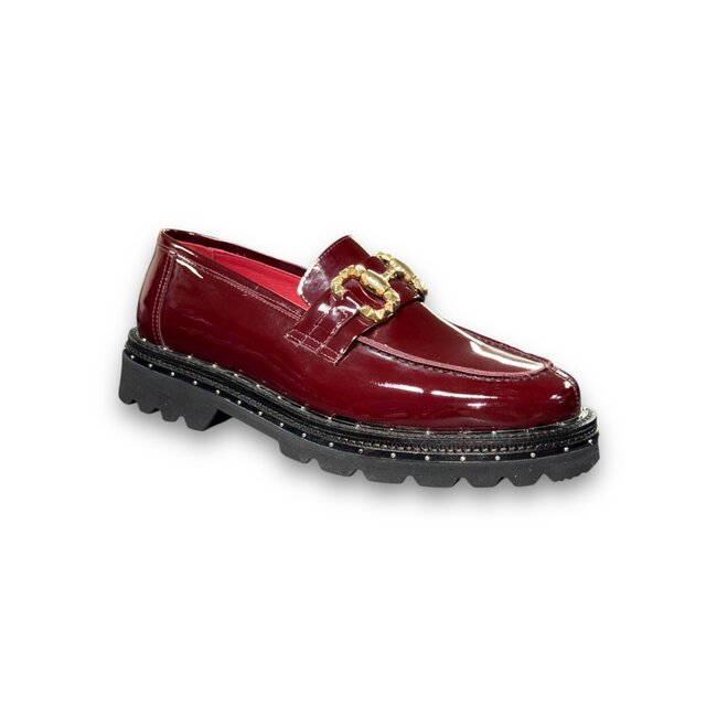 Men's patent leather loafers lug sole