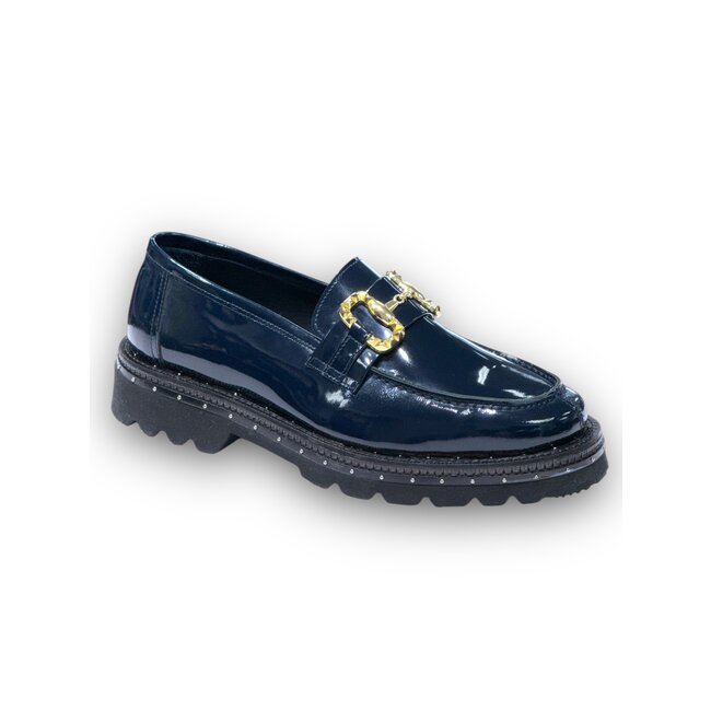 Men's patent leather loafers lug sole