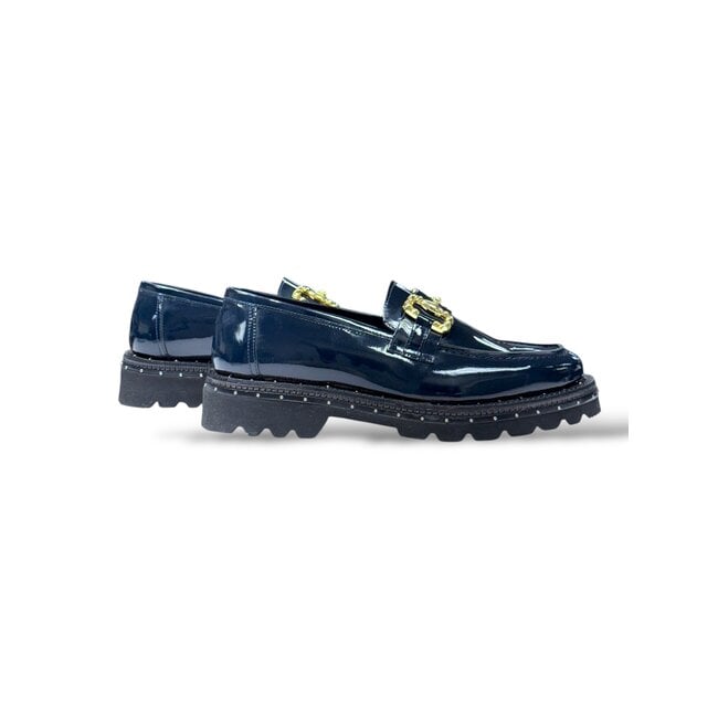 Men's patent leather loafers lug sole