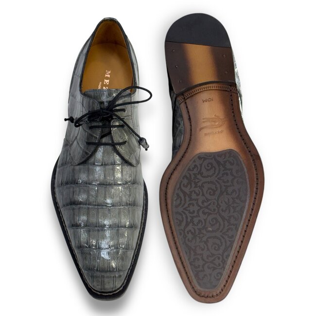 Mezlan Mens Shoes Gator Gray Derby  Shoes 'Pearl' '50070-f'