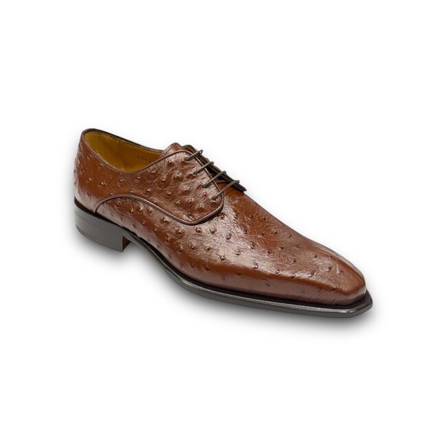 Mister Mister 'Roma' Men's Shoes Camel Exotic Ostrich-Skin Lace-Up