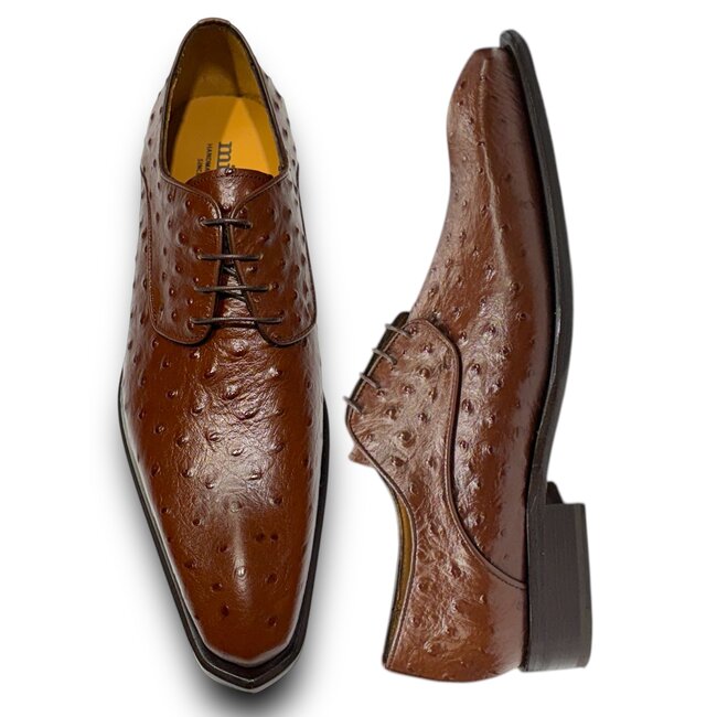 Mister Mister 'Roma' Men's Shoes Camel Exotic Ostrich-Skin Lace-Up