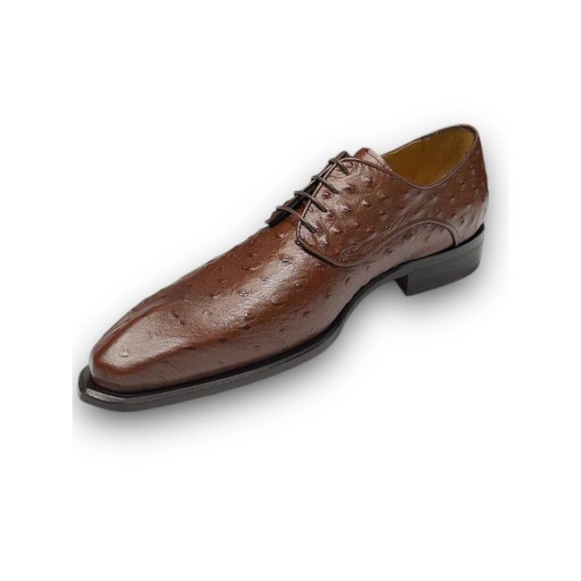 Mister Mister 'Roma' Men's Shoes Camel Exotic Ostrich-Skin Lace-Up