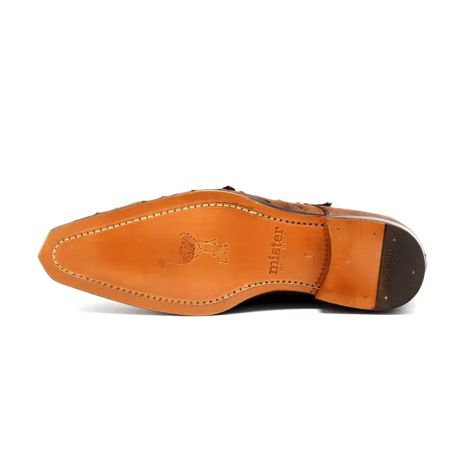 Mister Mister 'Roma' Men's Shoes Camel Exotic Ostrich-Skin Lace-Up