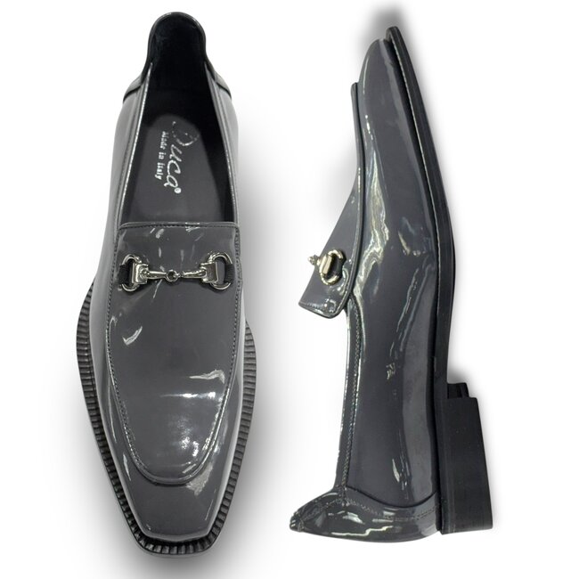 Duca Fano Men's Shoes Patent Leather Gray