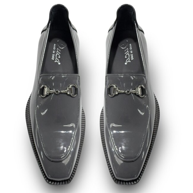 Duca Fano Men's Shoes Patent Leather Gray