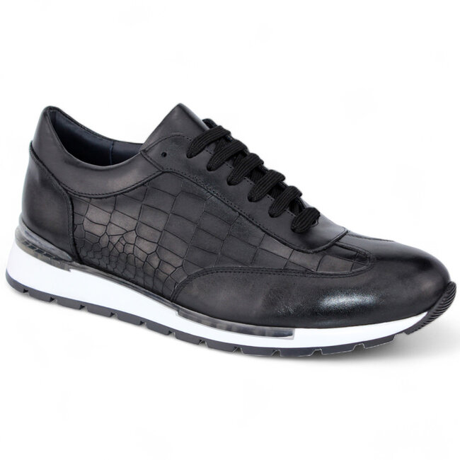 Duca 'Varsi' Genuine Leather & Croc Print Sneakers