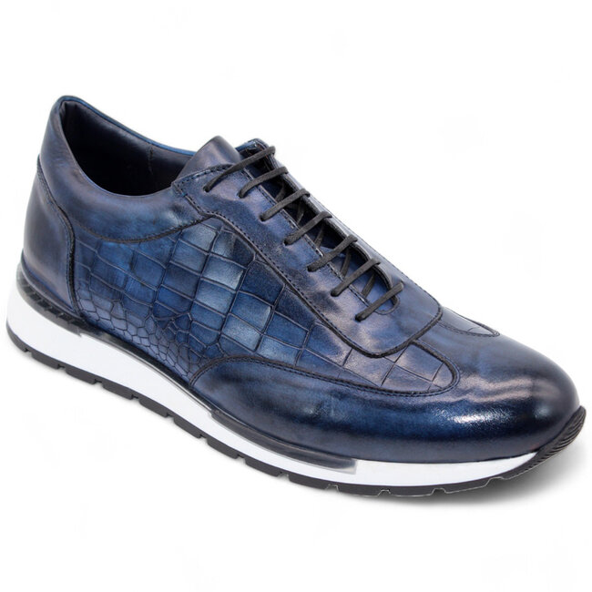 Duca 'Varsi' Genuine Leather & Croc Print Sneakers