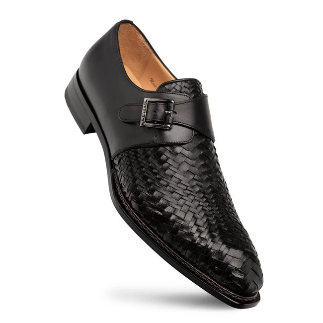 Mezlan Woven Monk Strap Black (21069) 'Temi'