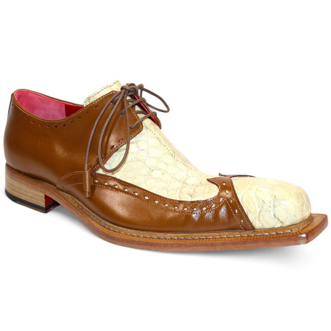 Fennix ;Harry' Genuine Alligator Shoes Beige/Brown