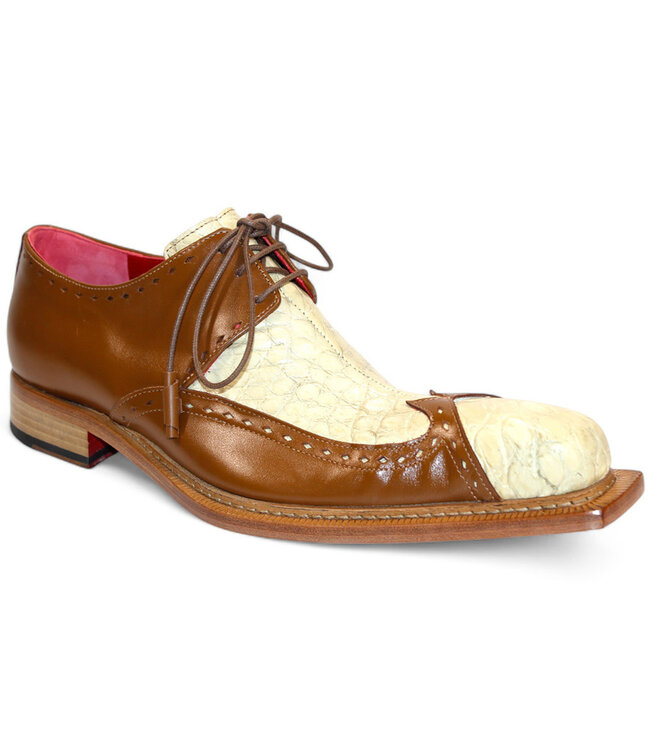 Fennix ;Harry' Genuine Alligator Shoes Beige/Brown