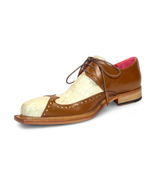 Fennix ;Harry' Genuine Alligator Shoes Beige/Brown
