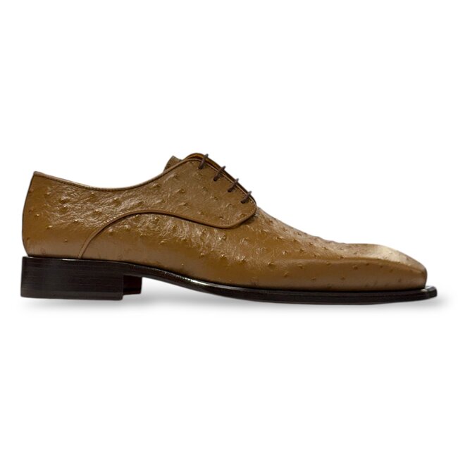 Mister 'Roma' Men's Shoes Camel Exotic Ostrich-Skin Lace-Up