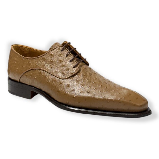 Mister 'Roma' Men's Shoes Camel Exotic Ostrich-Skin Lace-Up