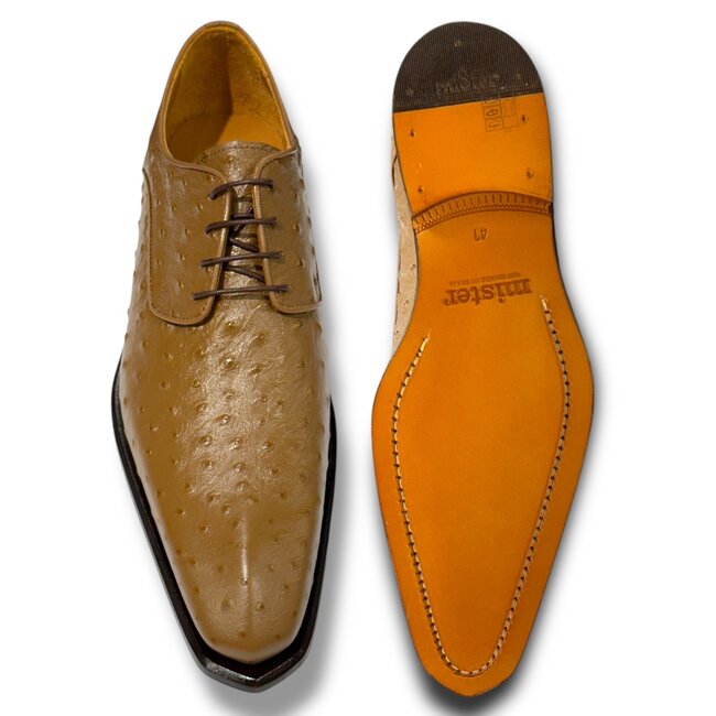 Mister Mister 'Roma' Men's Shoes Camel Exotic Ostrich-Skin Lace-Up