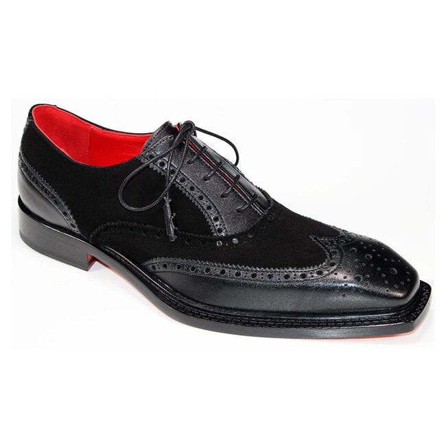 Emilio Franco Antonio Men's Black Calf/Suede Leather Derby Oxfords