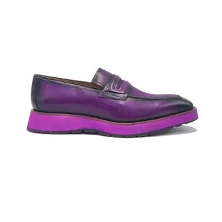 Carrucci Leather Penny Loafer in Chunky Sole