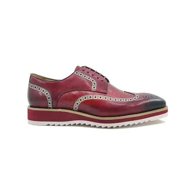 Carrucci Lace-up Leather Derby Shoes Wing-Tip